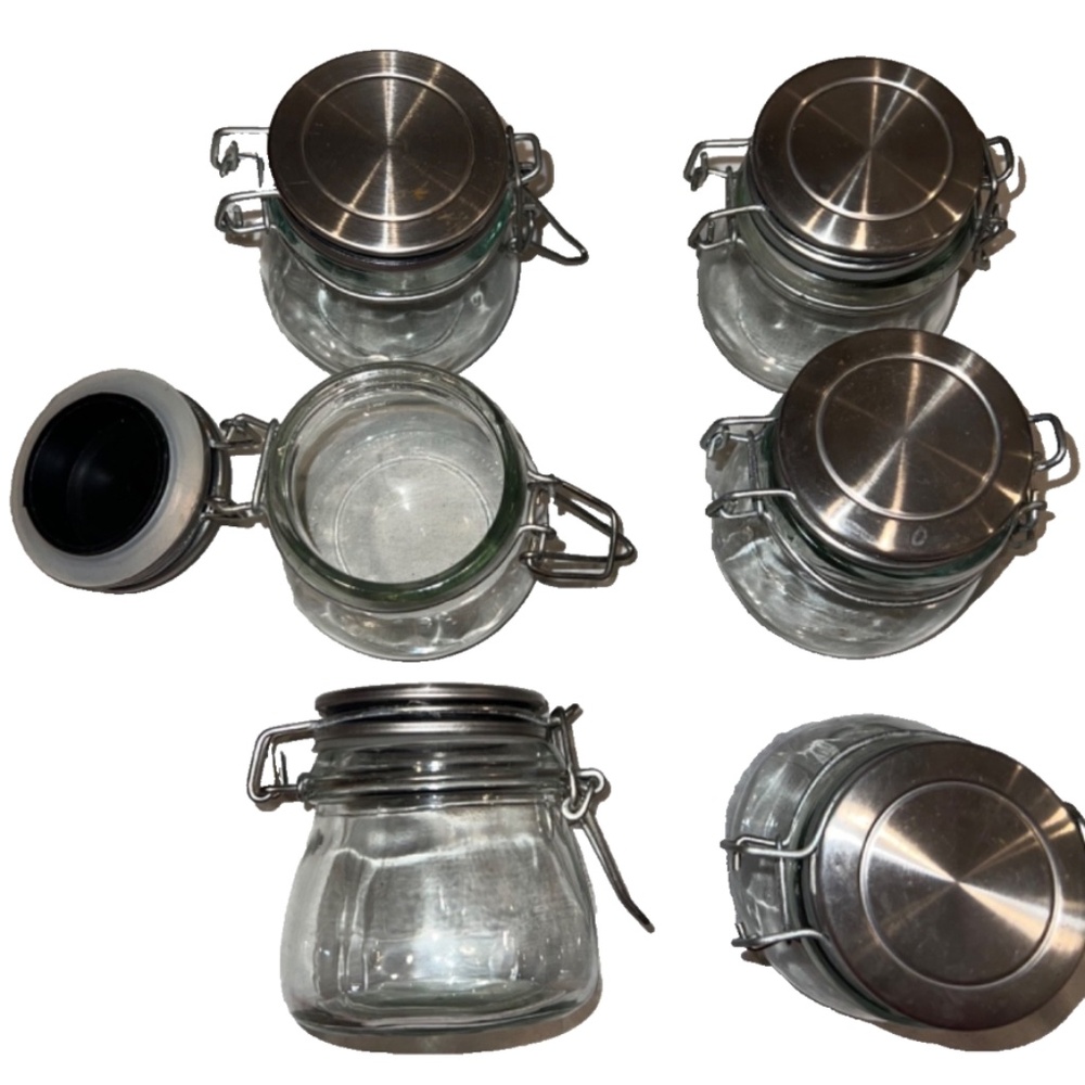 Lot 5 Bormioli Rocco Fido Clear Glass Jar with 85 mm Gasket , 0.75 Liter 3/4 in